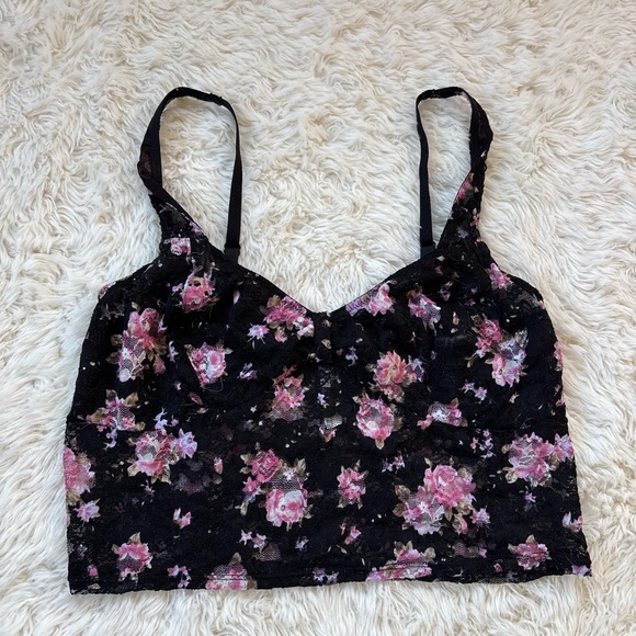 Free People Other - Free People Black and Pink Floral Bandeau